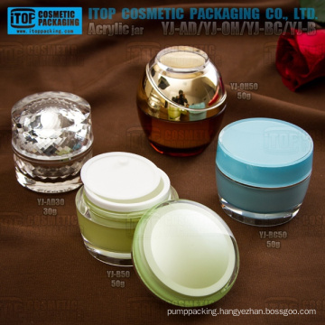 Different style 30g and 50g hot-selling good quality nice and special design high end cosmetics cream plastic acrylic jar